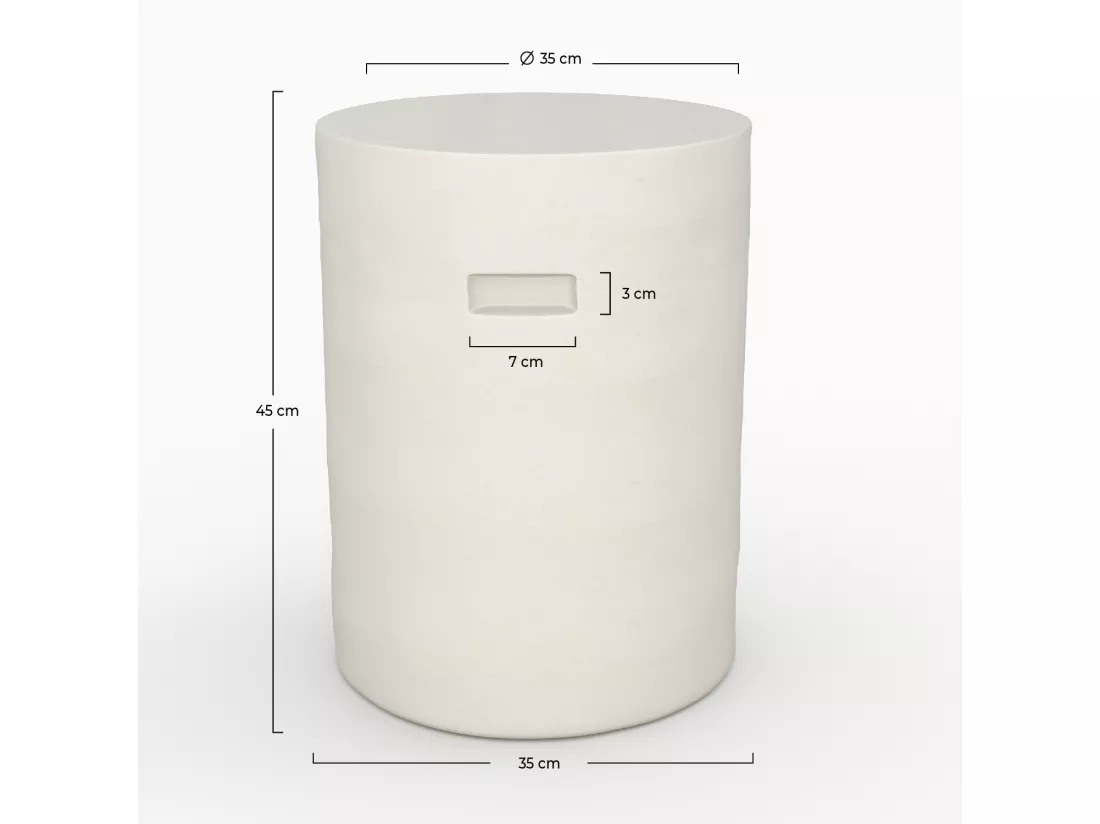 Table d'appoint ronde en béton blanc D35 cm - Santorini