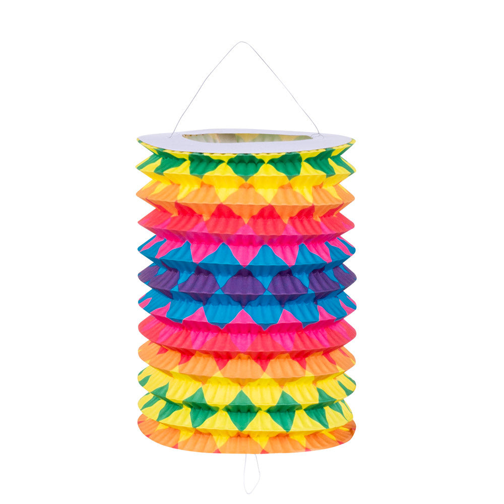 Regenboog Lampionnen Trek 16cm 12st