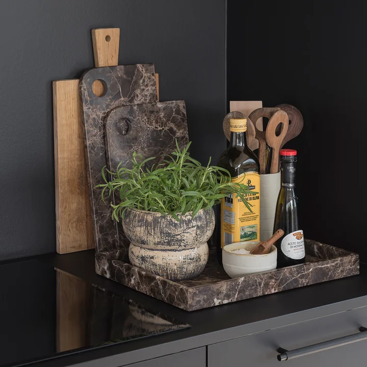Mette Ditmer - Marble Tablett, 16 x 31 cm, dark forest