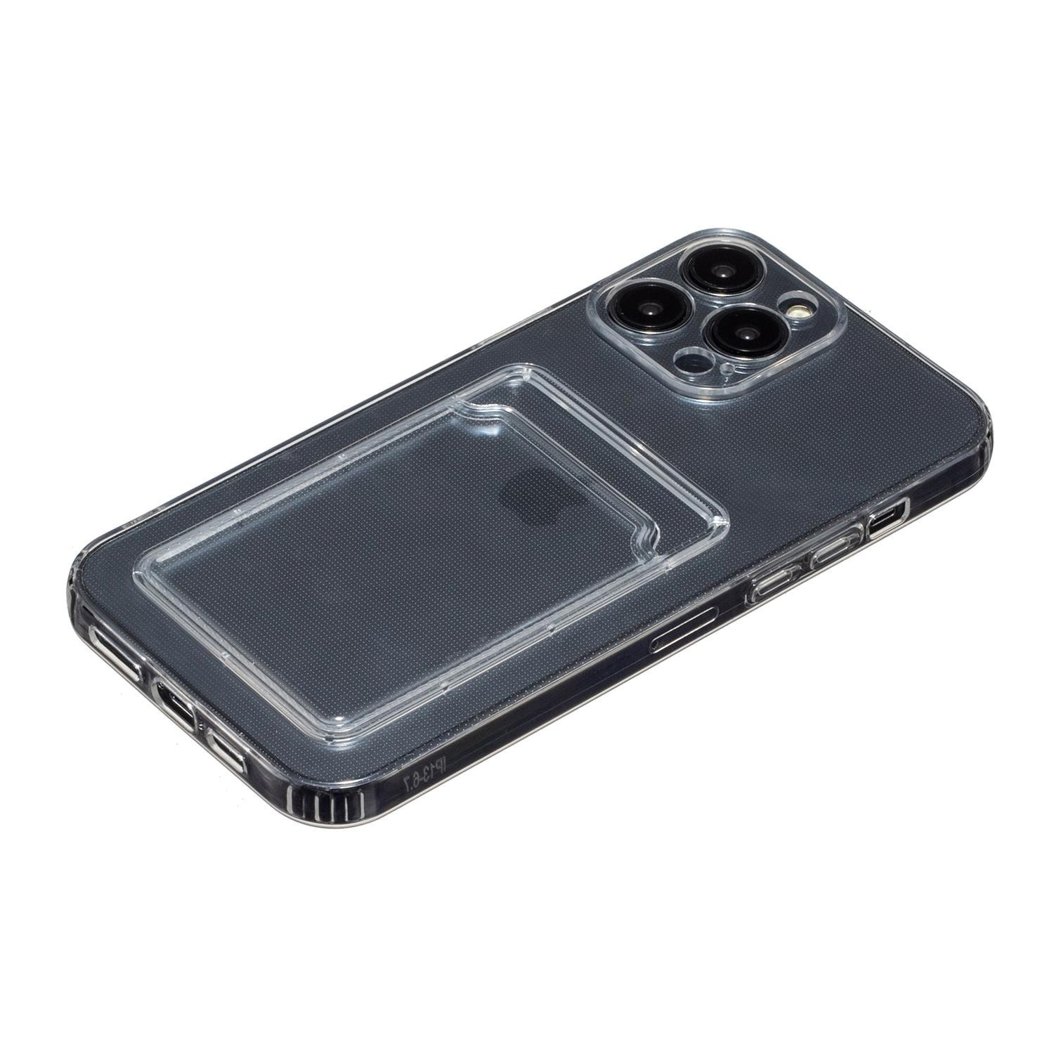 iPhone 15 Pro Max Gummi Case Schutzhülle mit Kartenfach - Transparent
