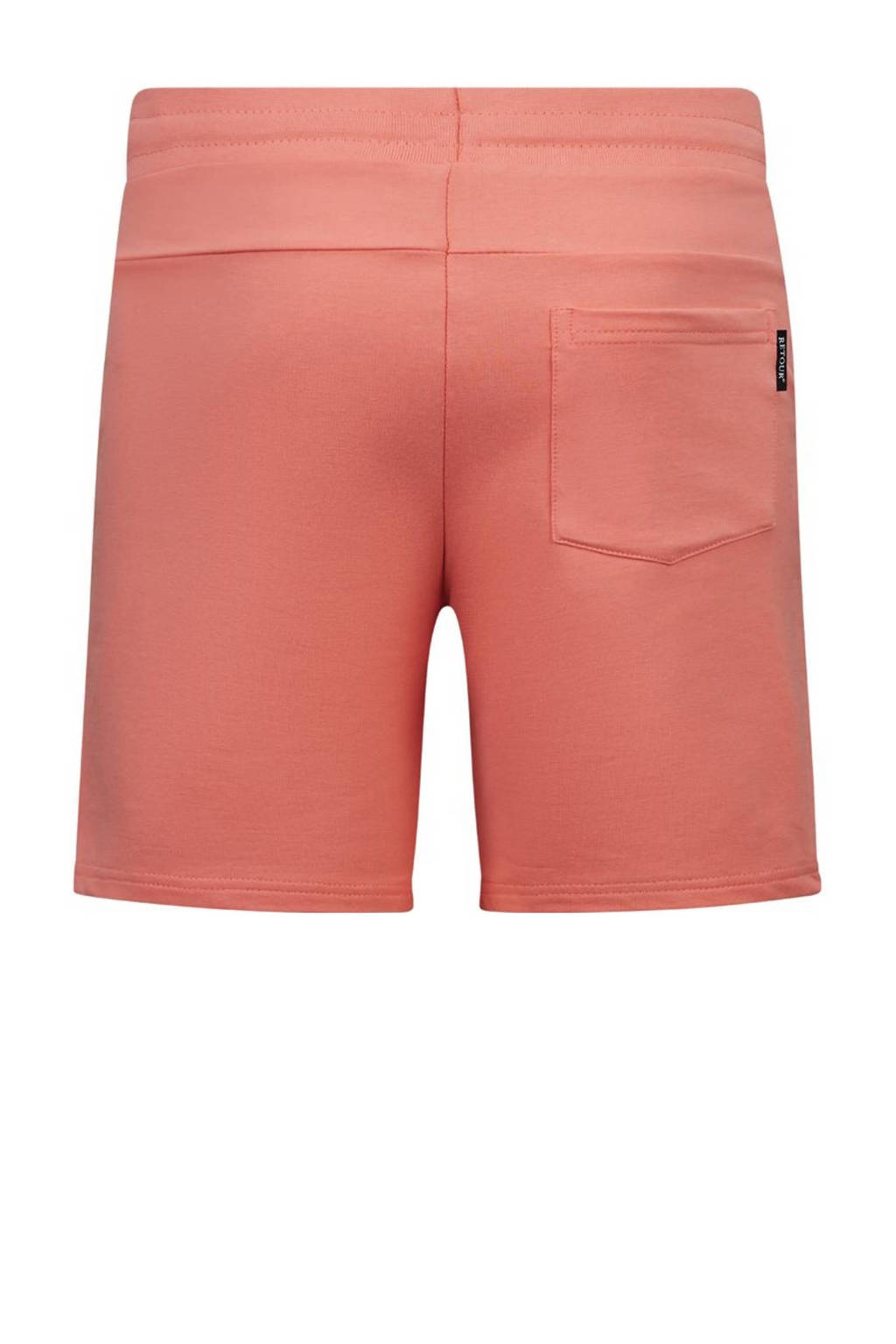 Retour Jeans sweatshort Leandro met printopdruk koraal