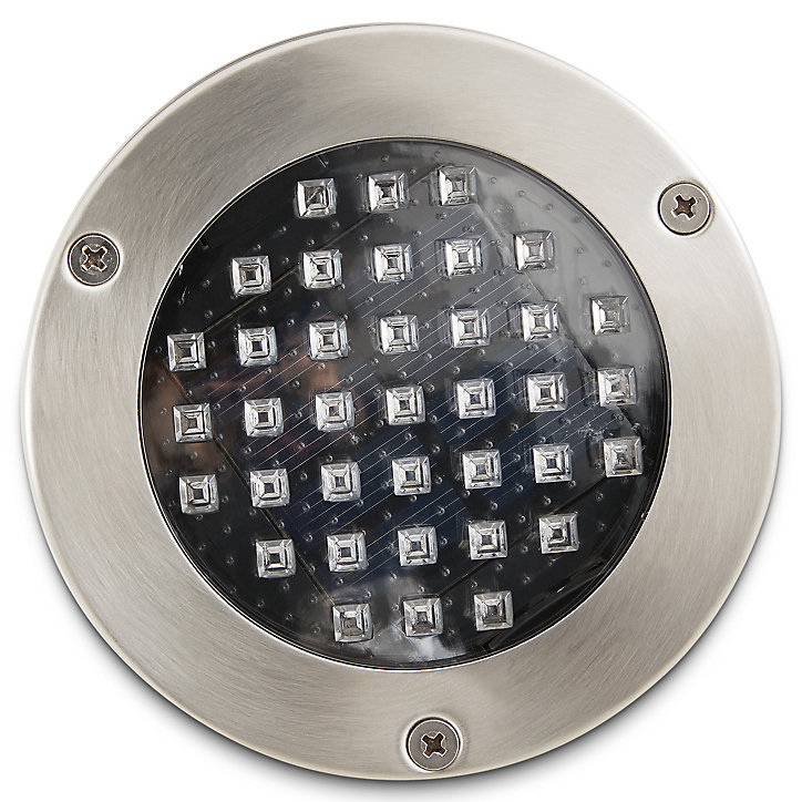 2 spots solaires à encastrer LED Blooma Glend IP65 chrome lumière bleue