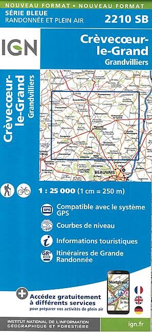 IGN - 2210 SB CREVECOEUR LE GRAND 1 25 000