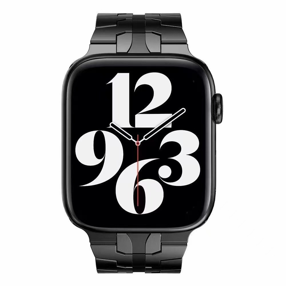 Apple Watch (49/46/45/44 mm) Edelstahl Butterfly Schmuckarmband mit Faltschliesse - Schwarz