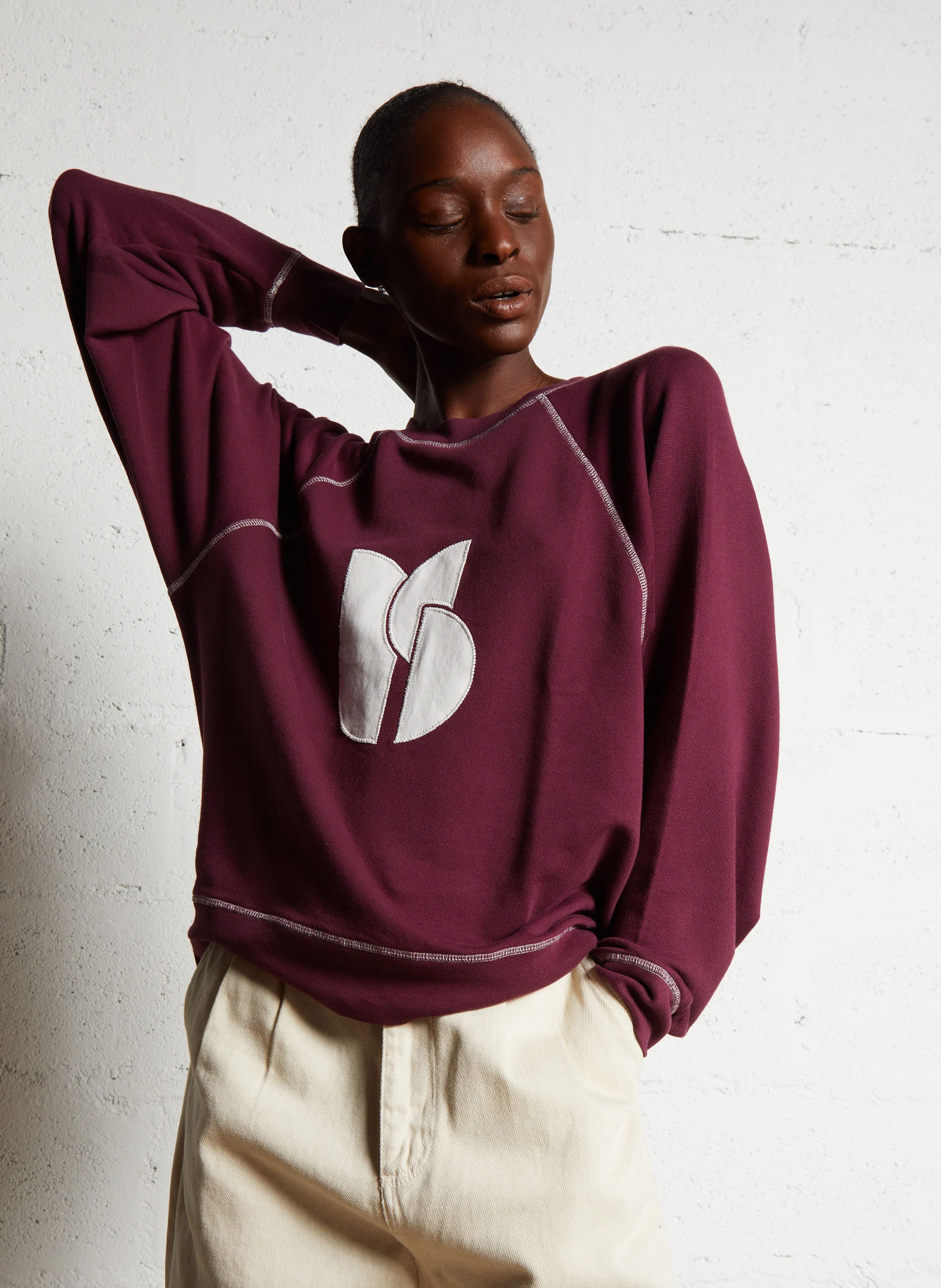 BART - Sweat oversize col rond en coton mélangé | Violet