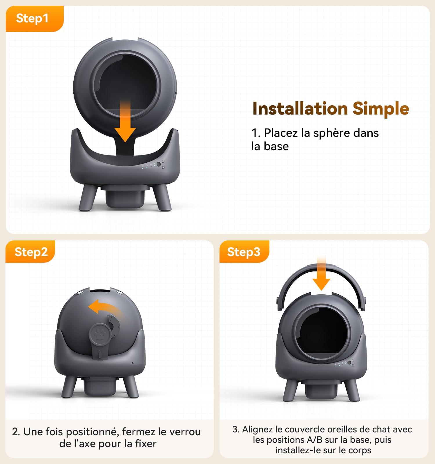 Litiere Chat Autonettoyante FEELNEEDY, Bac à Litière Automatique, Anti-Fuites/Anti-Pincement/Triple Anti-Odeur/Secure/Contrôle APP/Nettoyage Facile, C