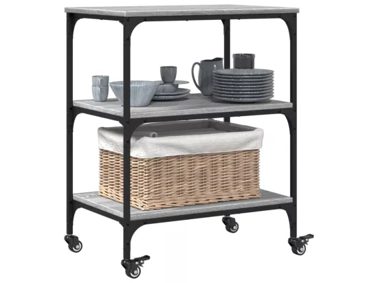 Chariot de cuisine sonoma gris 60x41x76 cm bois d'ingénierie