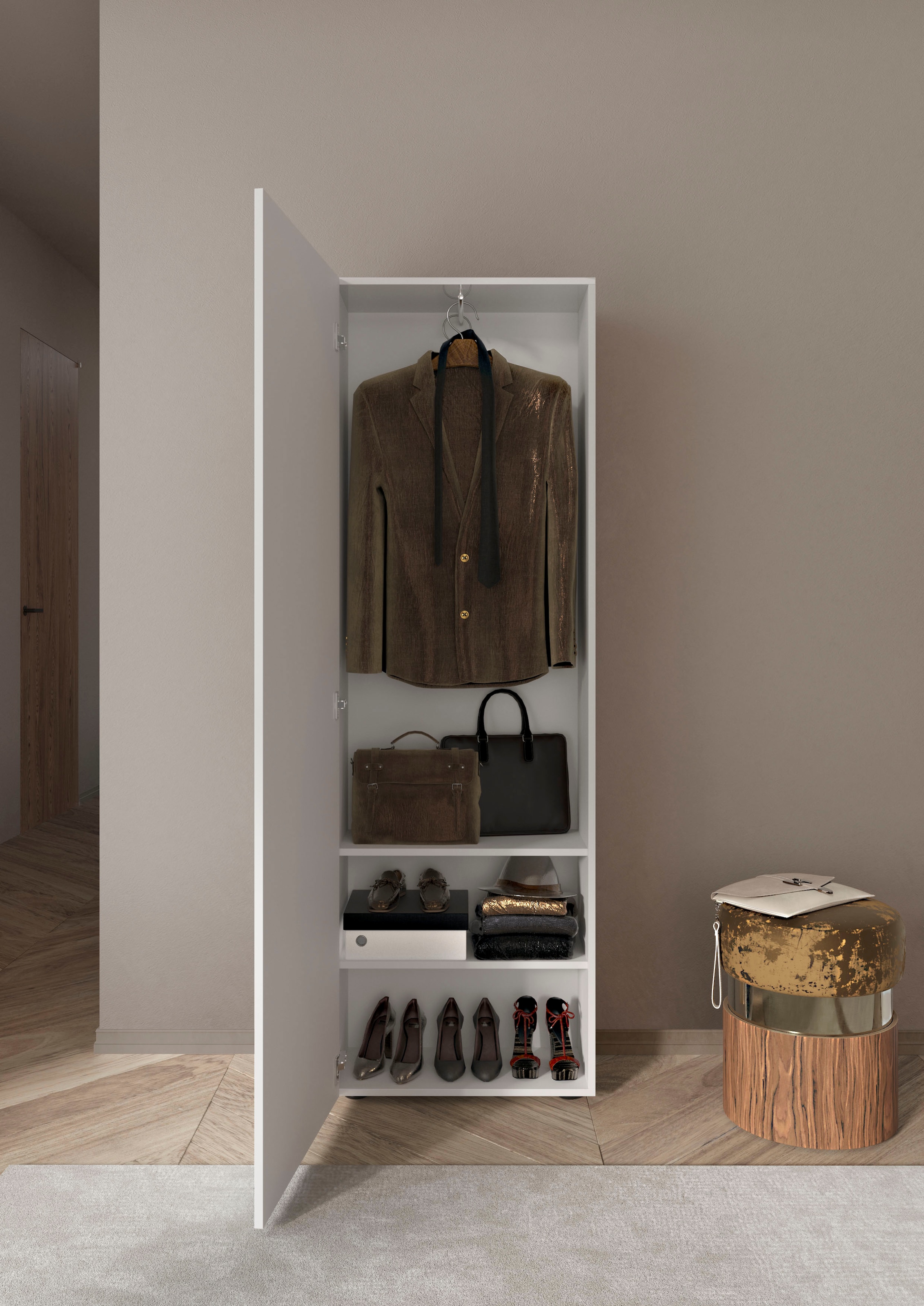 INOSIGN Garderobenschrank »Vittoria, Breite 60 cm, Höhe 186 cm« Front mit Spiegel und Siebdruck