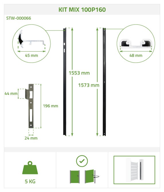 Aluminium poort VOGEL 100P160 + openingsomkeerset