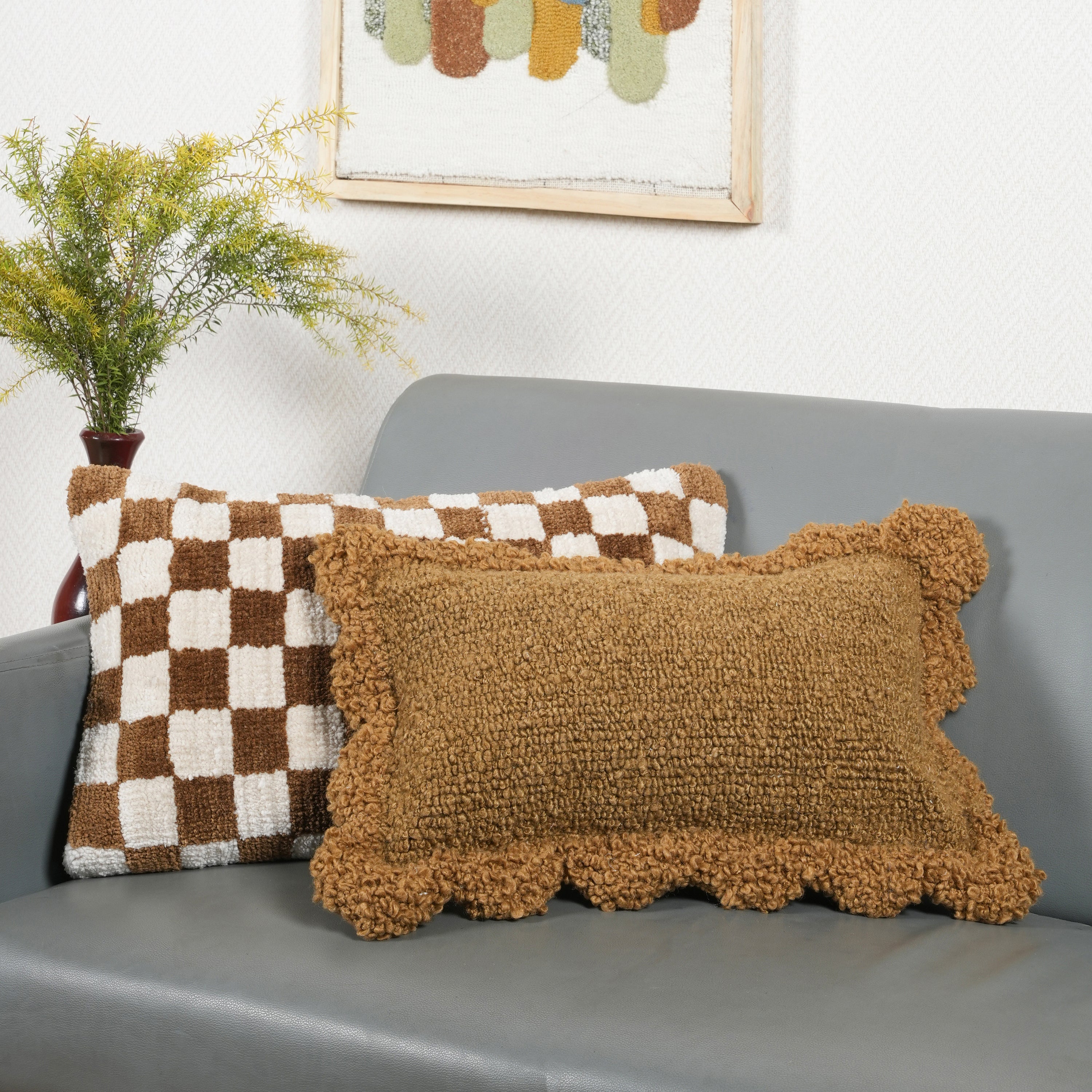 by fonQ Teddies Sierkussen - Set van 2 - Donkerbruin