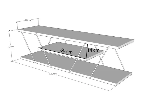 Meuble TV avec 1 étagère - Naturel et noir - DELORY