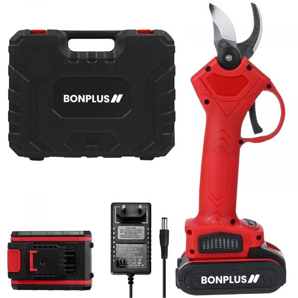Bonplus BP esouras de Poda Elétricas sem Fio 9x5,5x25cm Vermelho