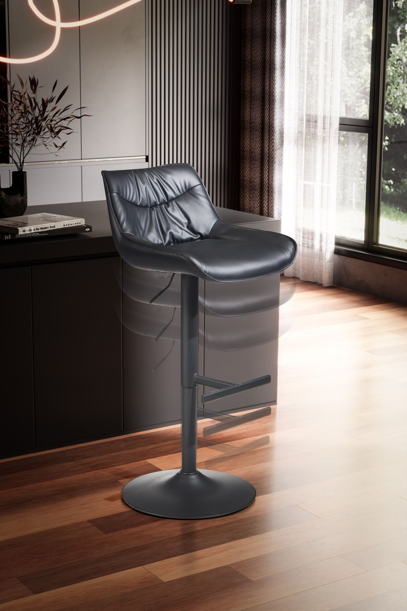 Barhocker FineBuy Küchenhocker Kunstleder Schwarz Hocker Bistrohocker Barstuhl
