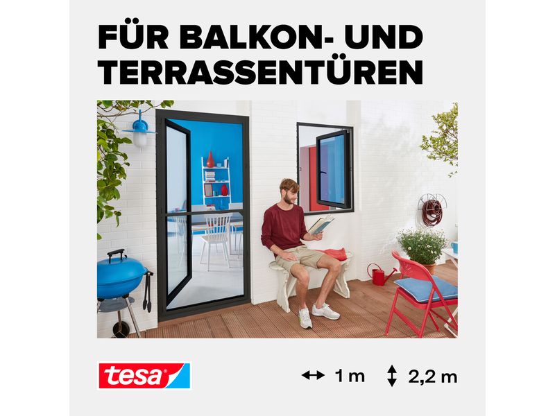 tesa Fliegengitter Insektenschutz Alu Comfort Tür 1 x 2.2m Insektenschutz für Türen