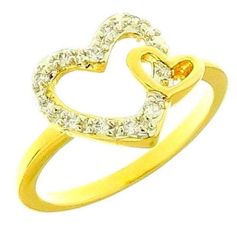 Bague femme coeurs taille 56 cz cristal en plaqué or EN42
