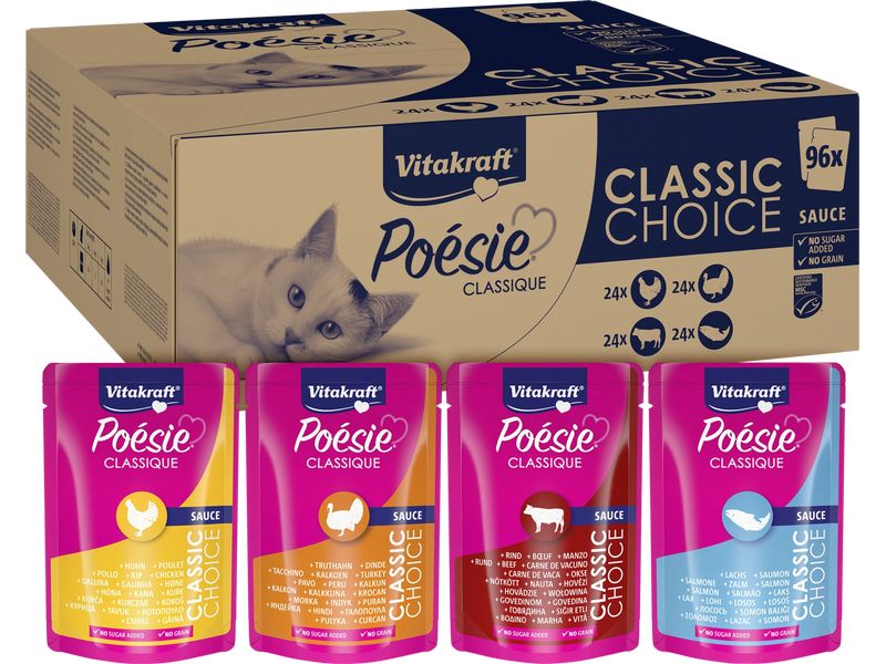 Vitakraft Mega Pack Poesie Classique 96 Stück Alleinfuttermittel für ausgewachsene Katzen