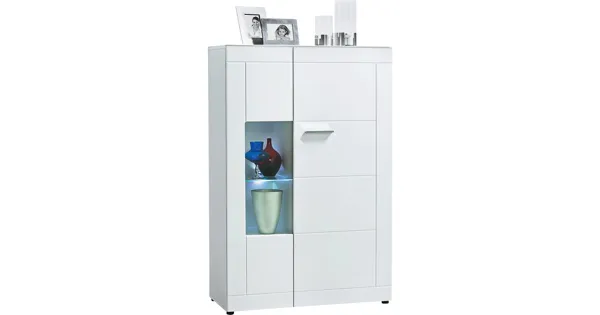 Vitrine Atlantis MDF weiss Hochglanz 90 x 137 x 40 cm