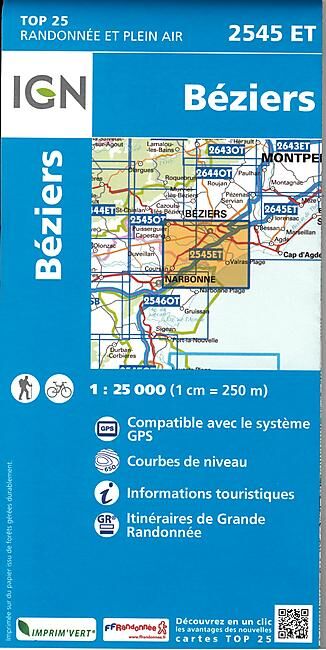 IGN - TOP25 2545ET BEZIERS 1 25 000