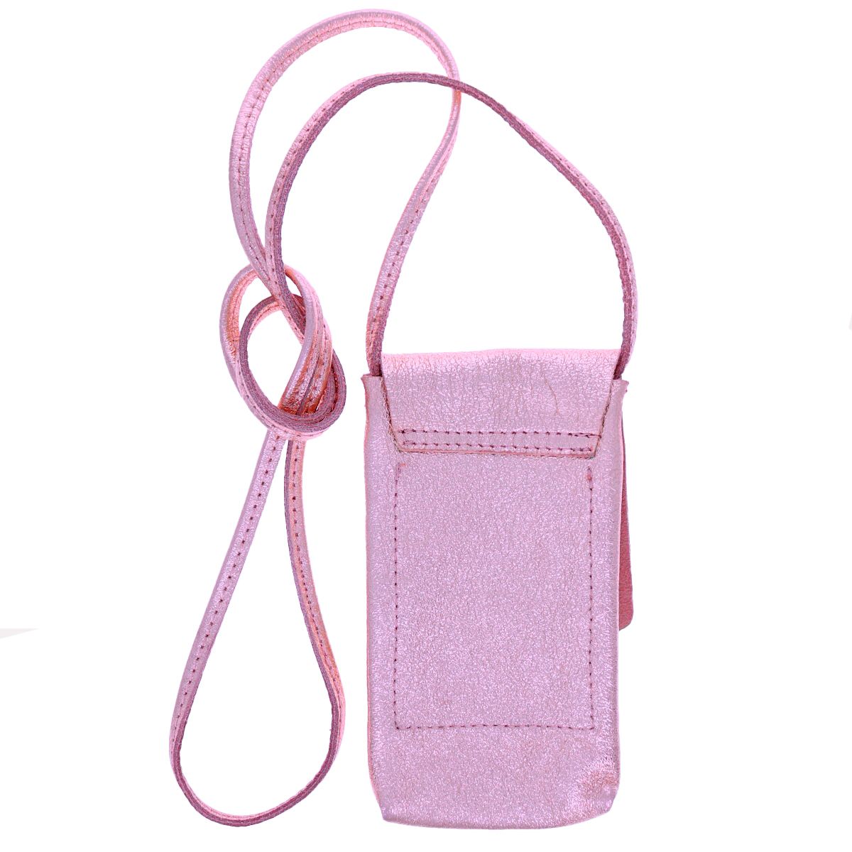 Pochette de téléphone cuir rose pailleté Maison Suzanne