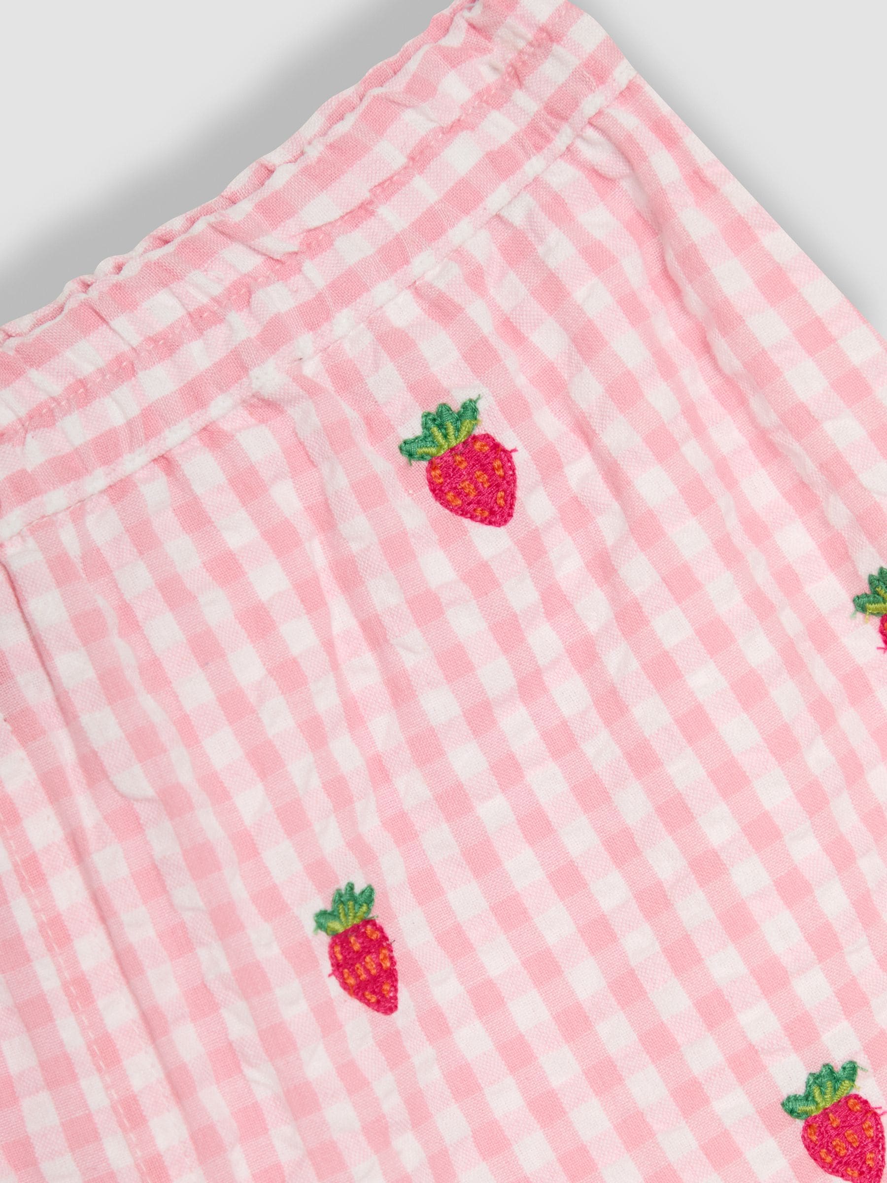 JoJo Maman Bébé - 2 -delige set van blouse en short met aardbeienborduursel