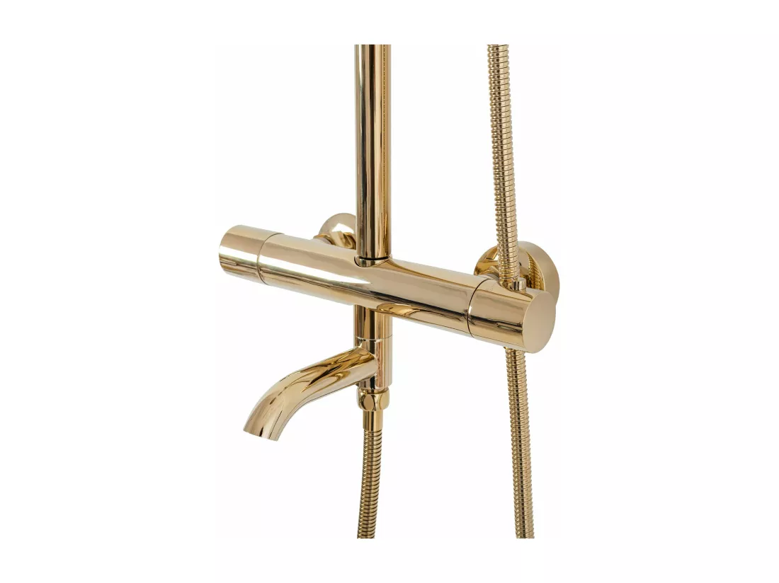 Kit de douche avec thermostat REA Lungo TermoStat Gold - Pommeau de douche ultra-pluie et robinet avec éléments