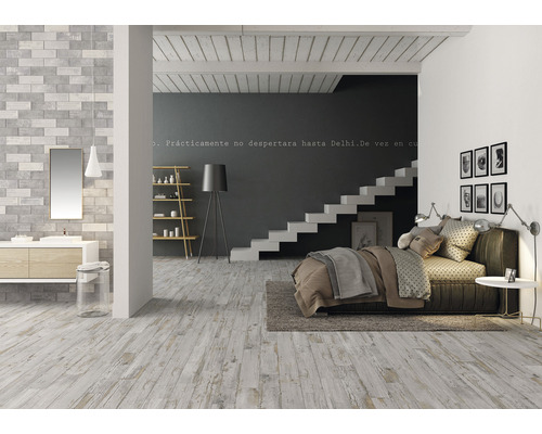 Porseleinen wand- en vloertegel Tribeca gris 20 x 120 x 1,14 cm