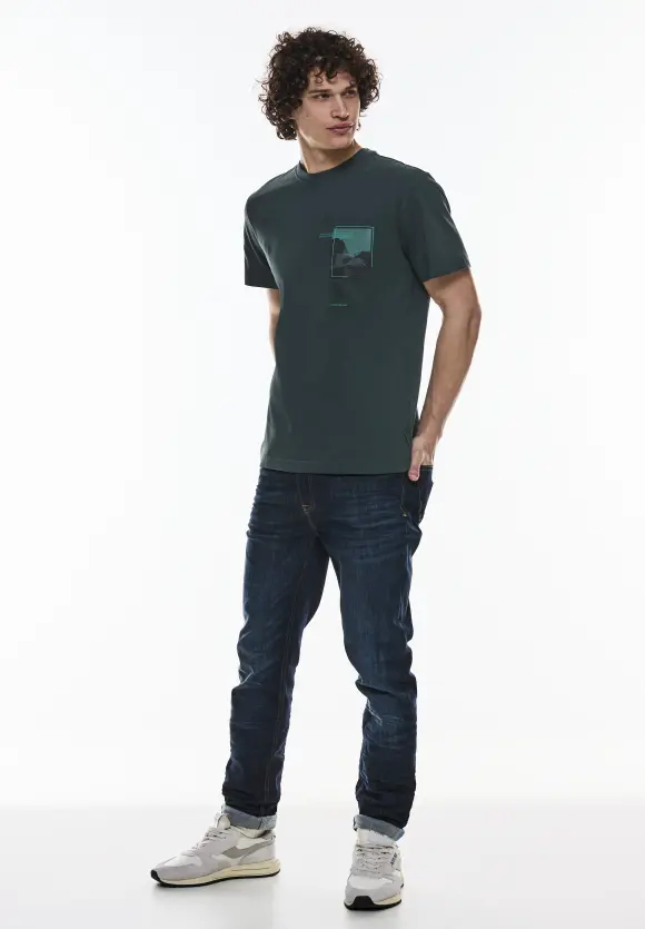 T-Shirt mit Brustprint - dark urban green