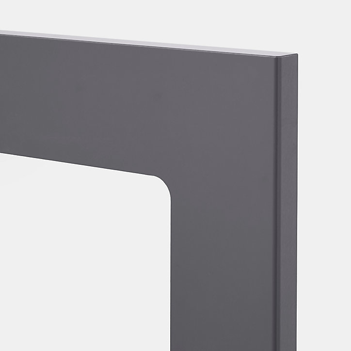 Porte de meuble de cuisine vitrée Stevia gris anthracite brillant l. 50 cm x H. 72 cm GoodHome