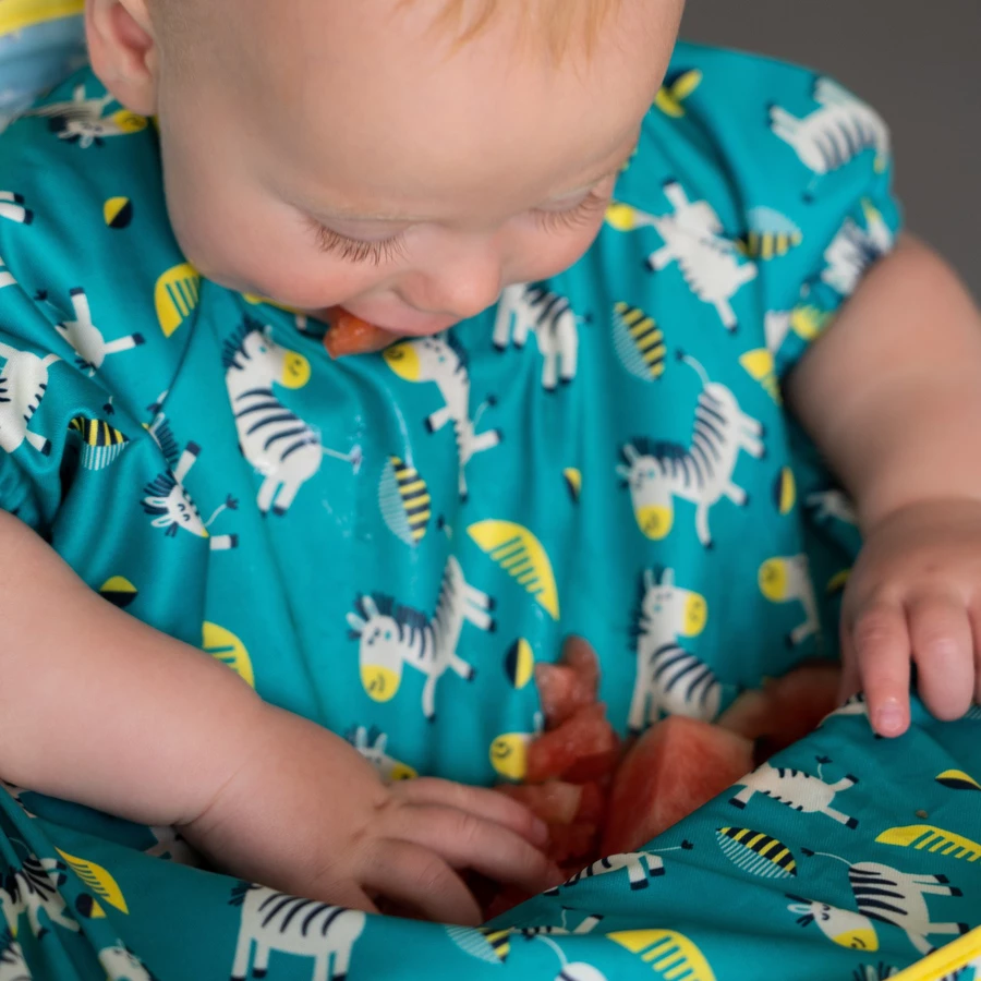 TidyTot Lätzchen Tidy Tot Cover & Catch Kurzarm Lätzchen Tanzende Zebras