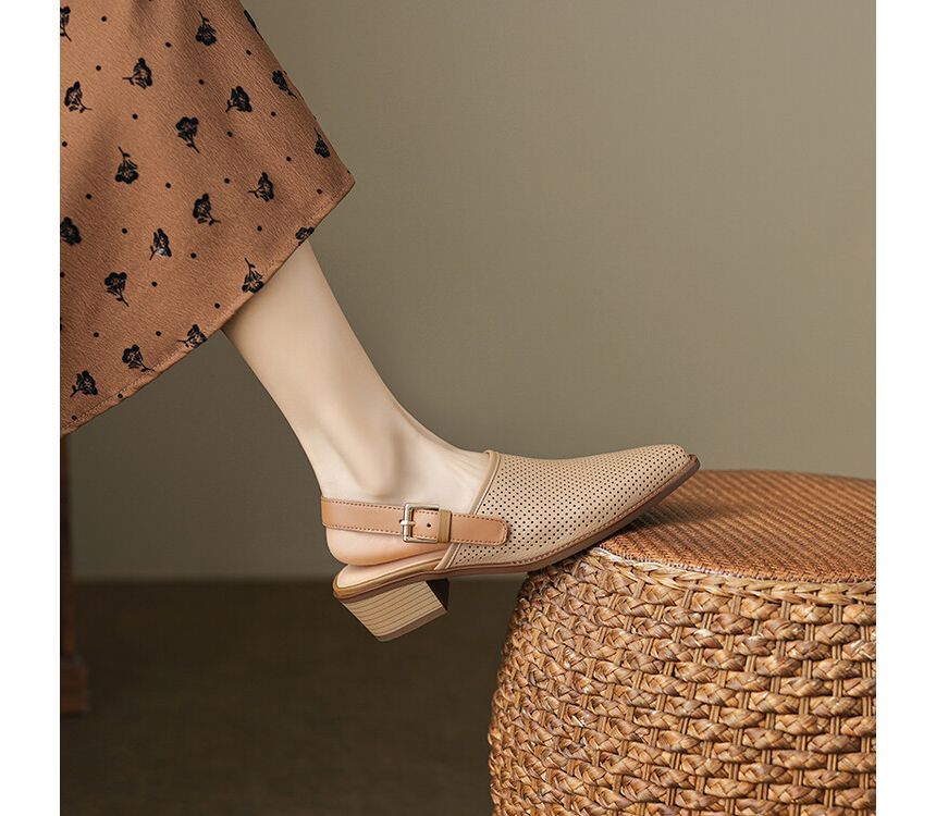 Megan - Slingback sandalen met blokhak