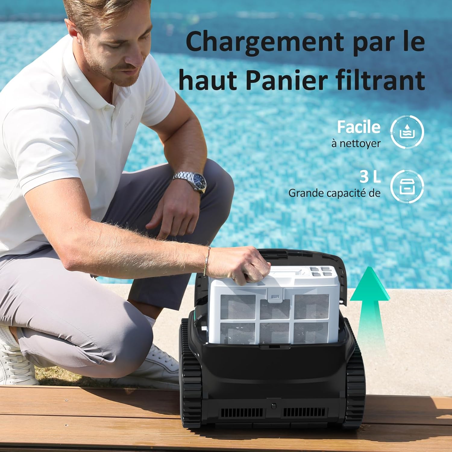 WYBOT C2 Vision AI caméra Robot Piscine sans Fil avec Batterie, Robot de Piscine Sol et Mur, Filtration à Deux Couches, Aspiration puissante, pour piscines enterrées jusqu'à 180㎡