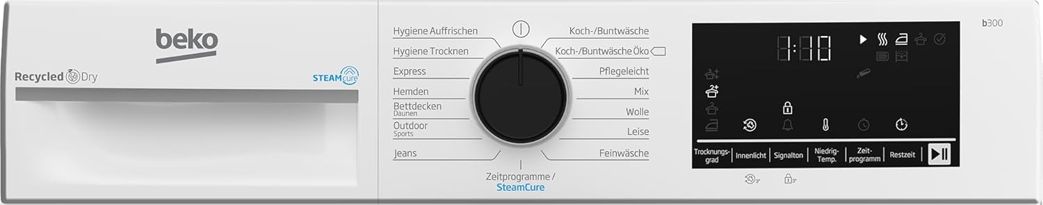 Beko Wäschetrockner 9kg, Stiftung Warentest GUT (2,1)*, allergikergeeignet, Hygiene Trocknen, SteamCure Dampffunktion, 15 Programme, Express, B3T3249S, Weiß