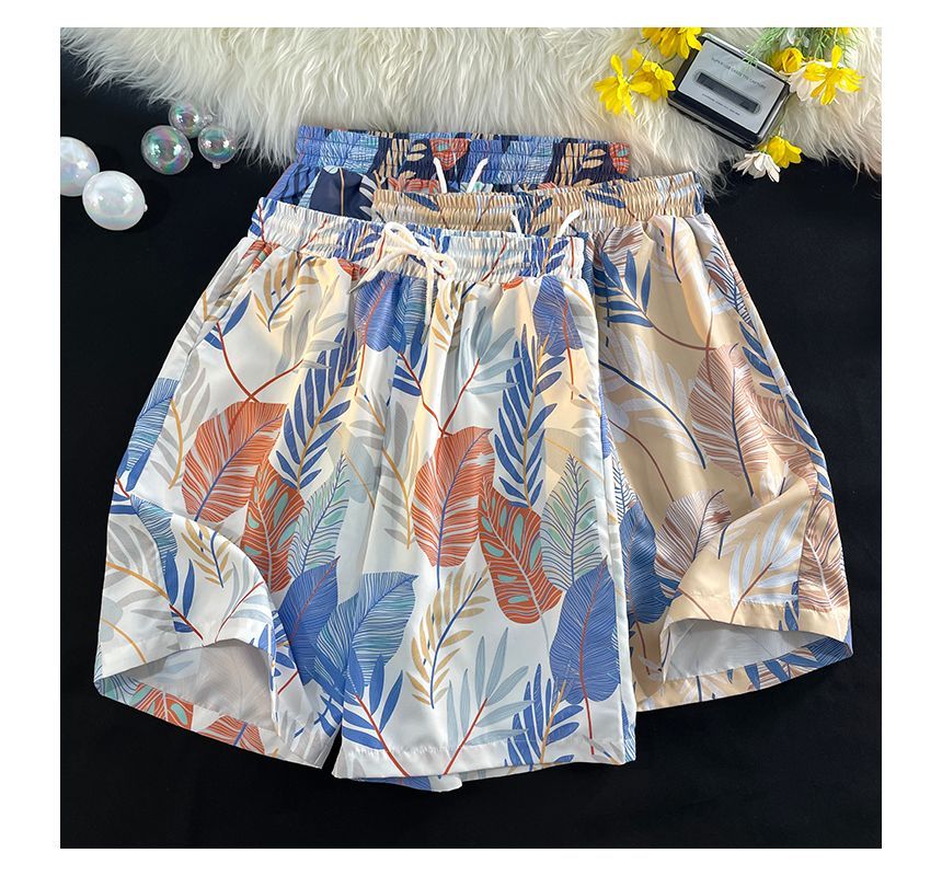 Diphon - Mid-rise shorts met bladprint
