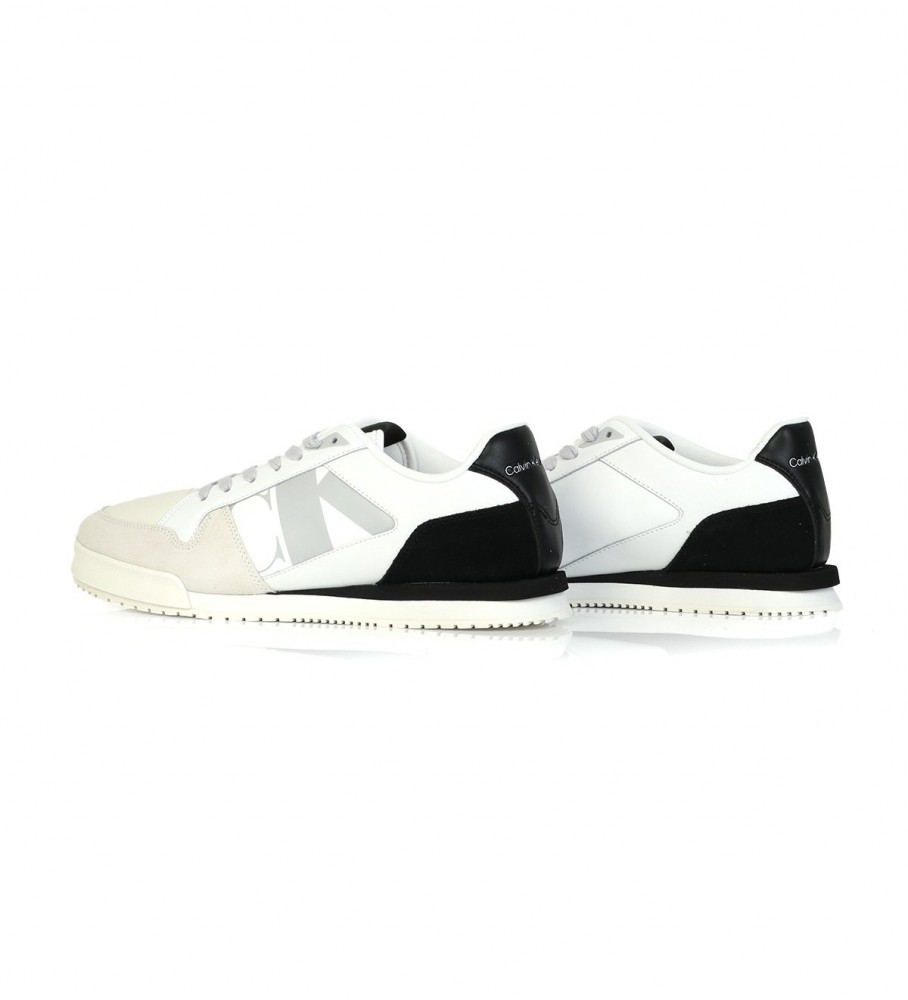 Tênis Calvin Klein Jeans Low Profile Runner em couro misto branco
