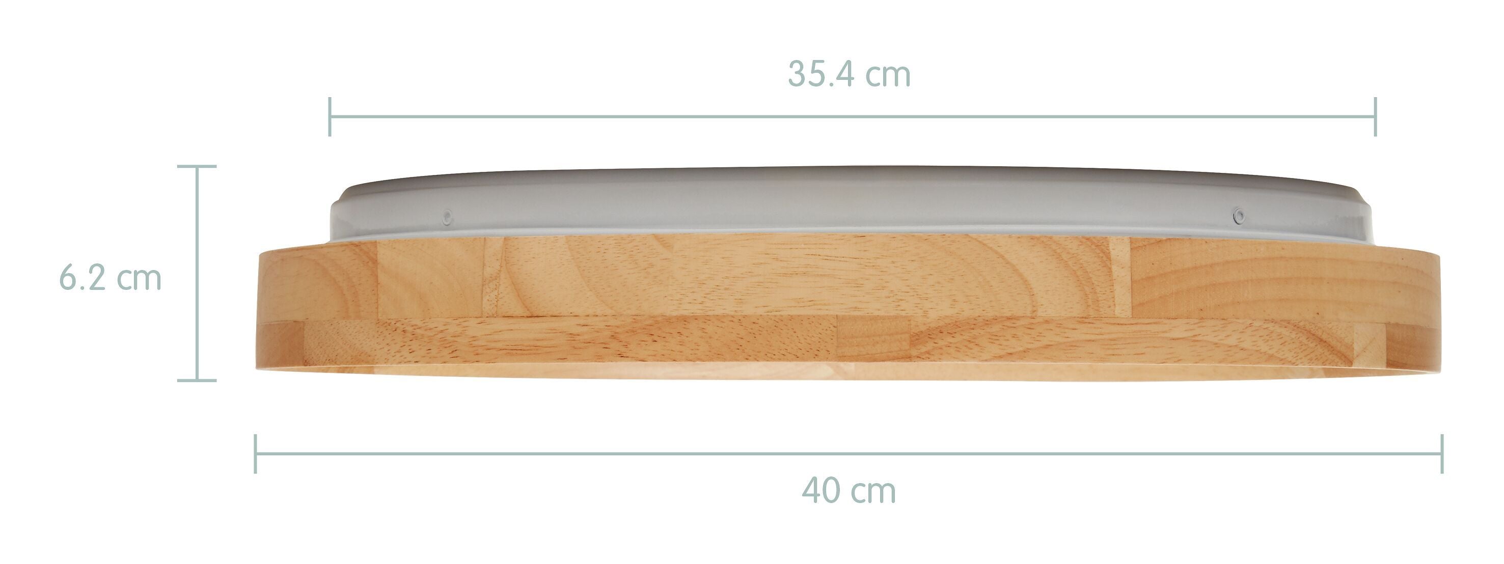 AVENZA Wand- / Deckenleuchte - Weiss, Natur / B: 40.0 cm x T: 40.0 cm x H: 6.15 cm