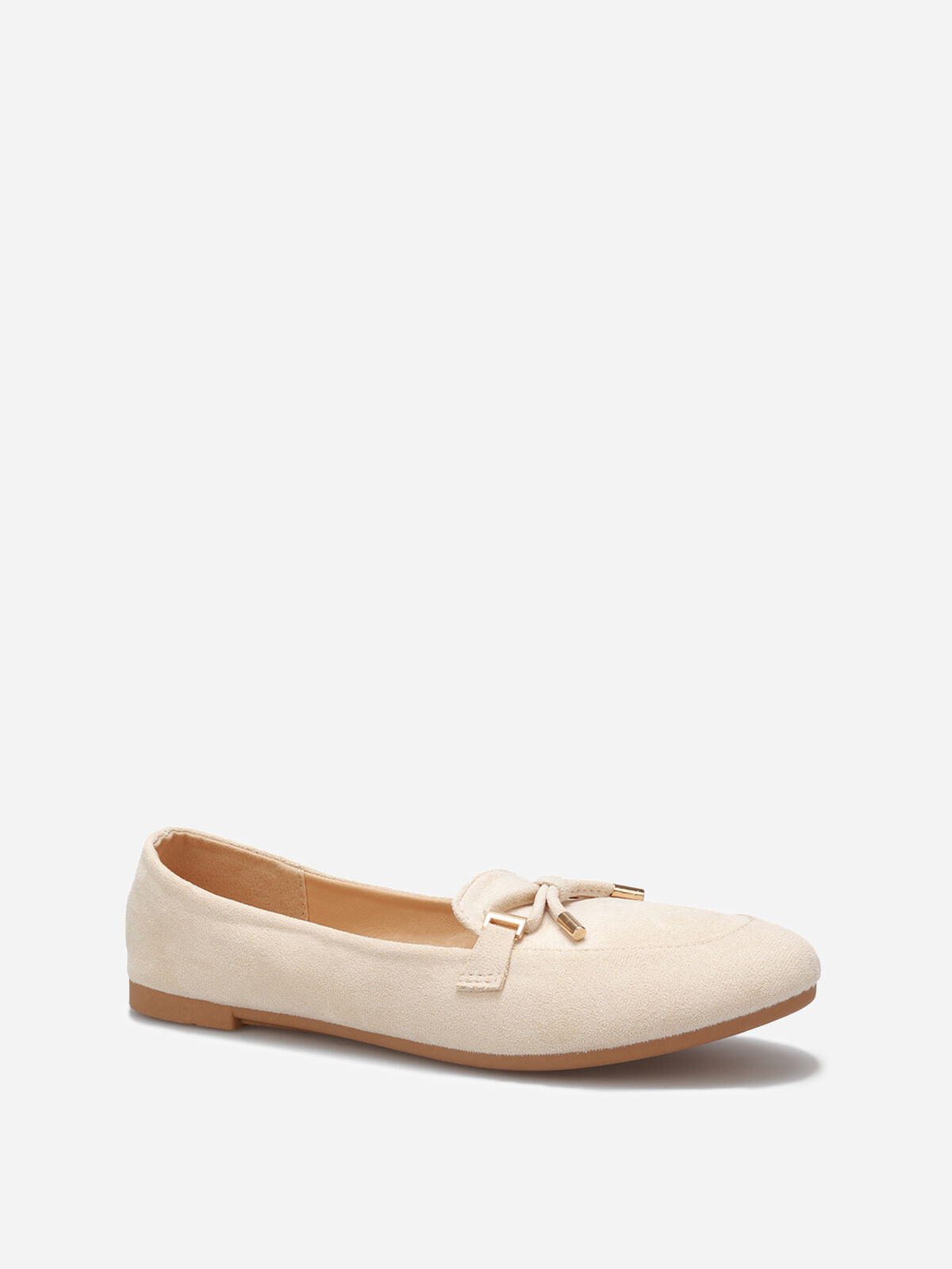 Mocassins en suédine à nœud grandes tailles- Beige