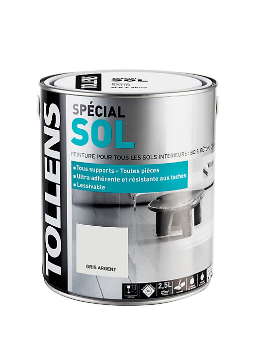 Peinture sol intérieur Tollens gris argent 2,5 L