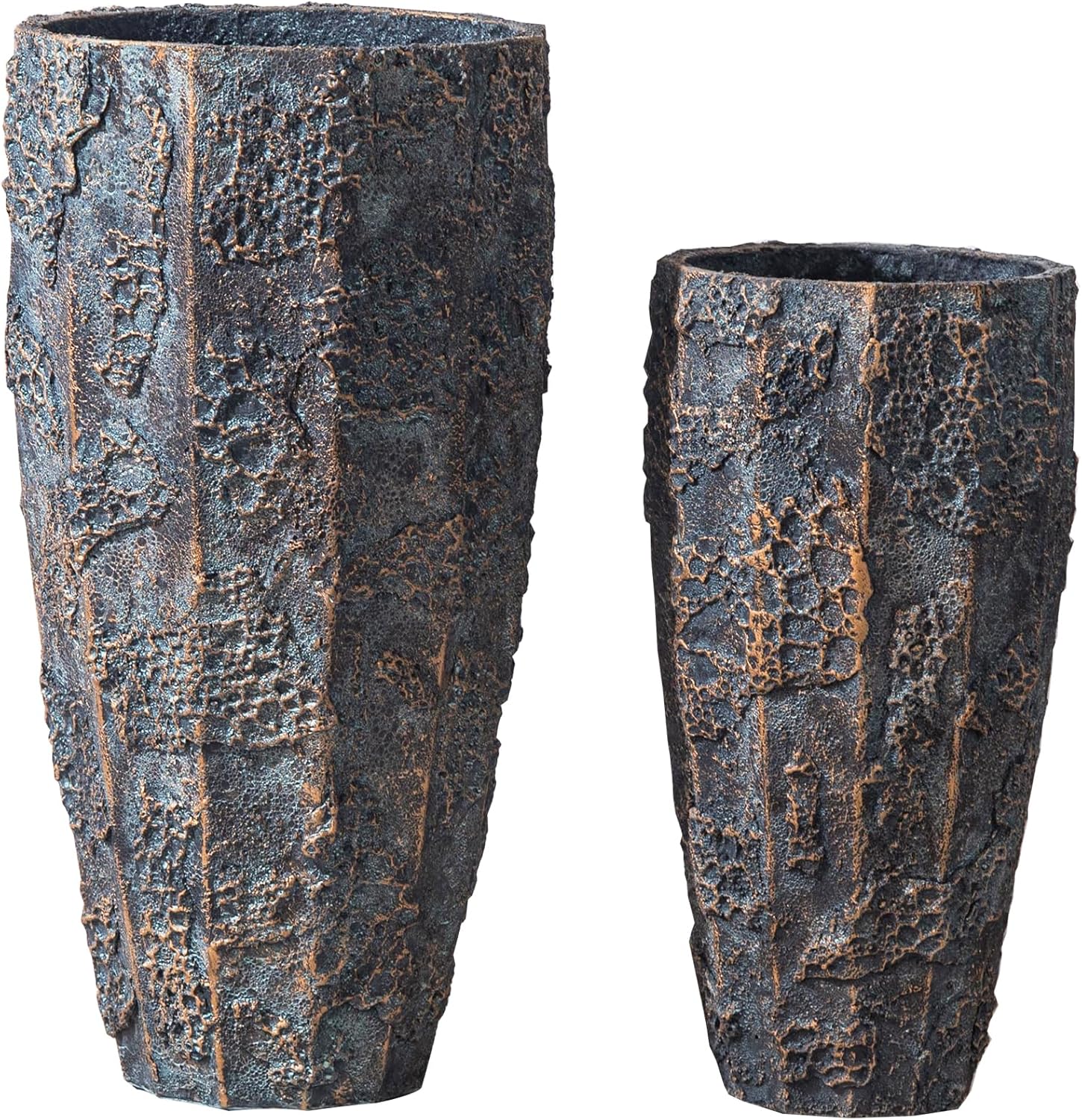 Yundu 43,2 & 55,9 cm hoch Beton Pflanztöpfe 2er Set Blumentöpfe mit Drainageloch Hohe Pflanzgefäße für Zimmerpflanzen Große Pflanzgefäße für Outdoor-Pflanzen wie Garten, Terrasse und Veranda-Dekor
