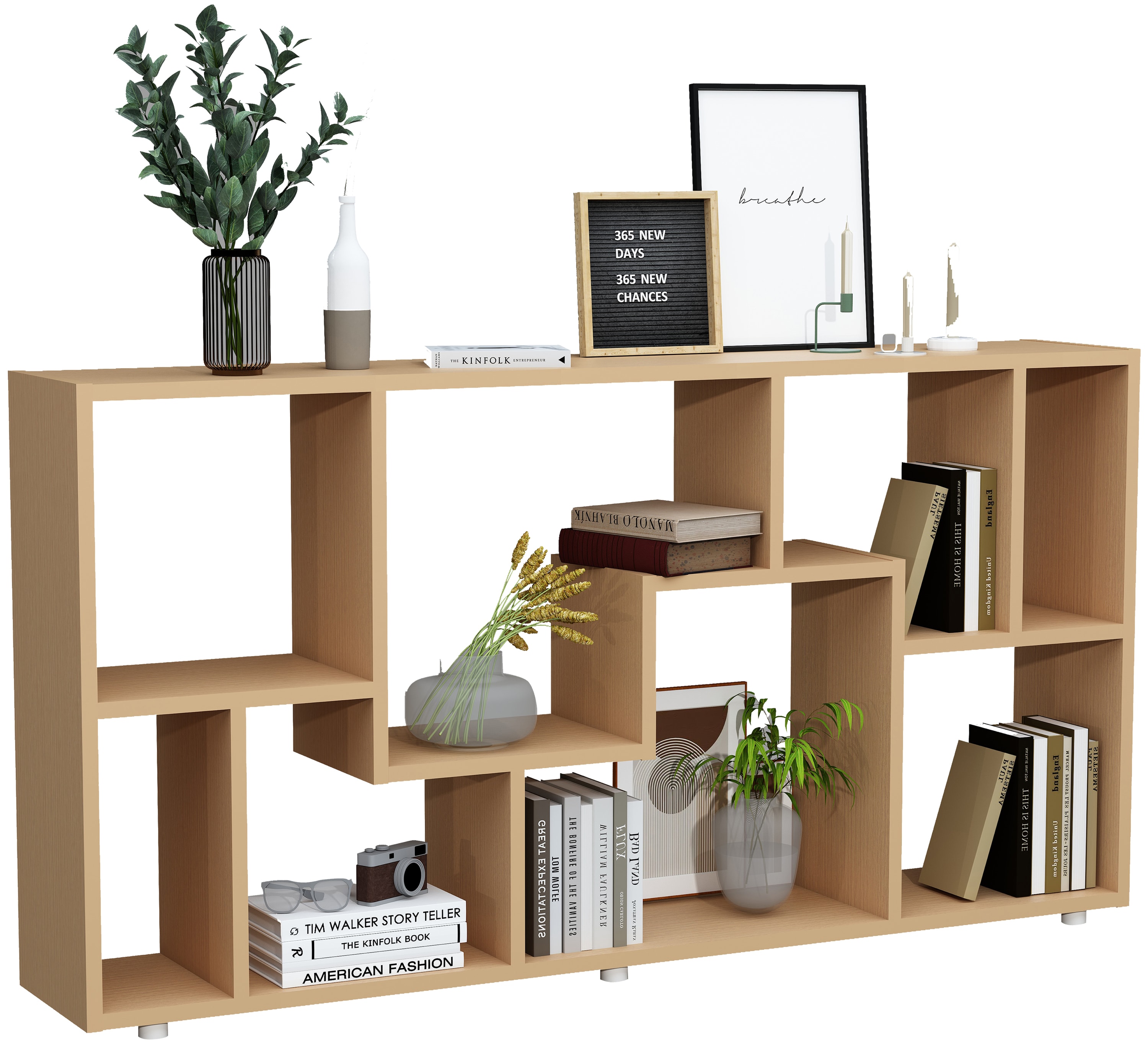 VCM Holz Standregal Bücherregal Medienregal Aufbewahrung Raumteiler Deko Regal Lanisa L