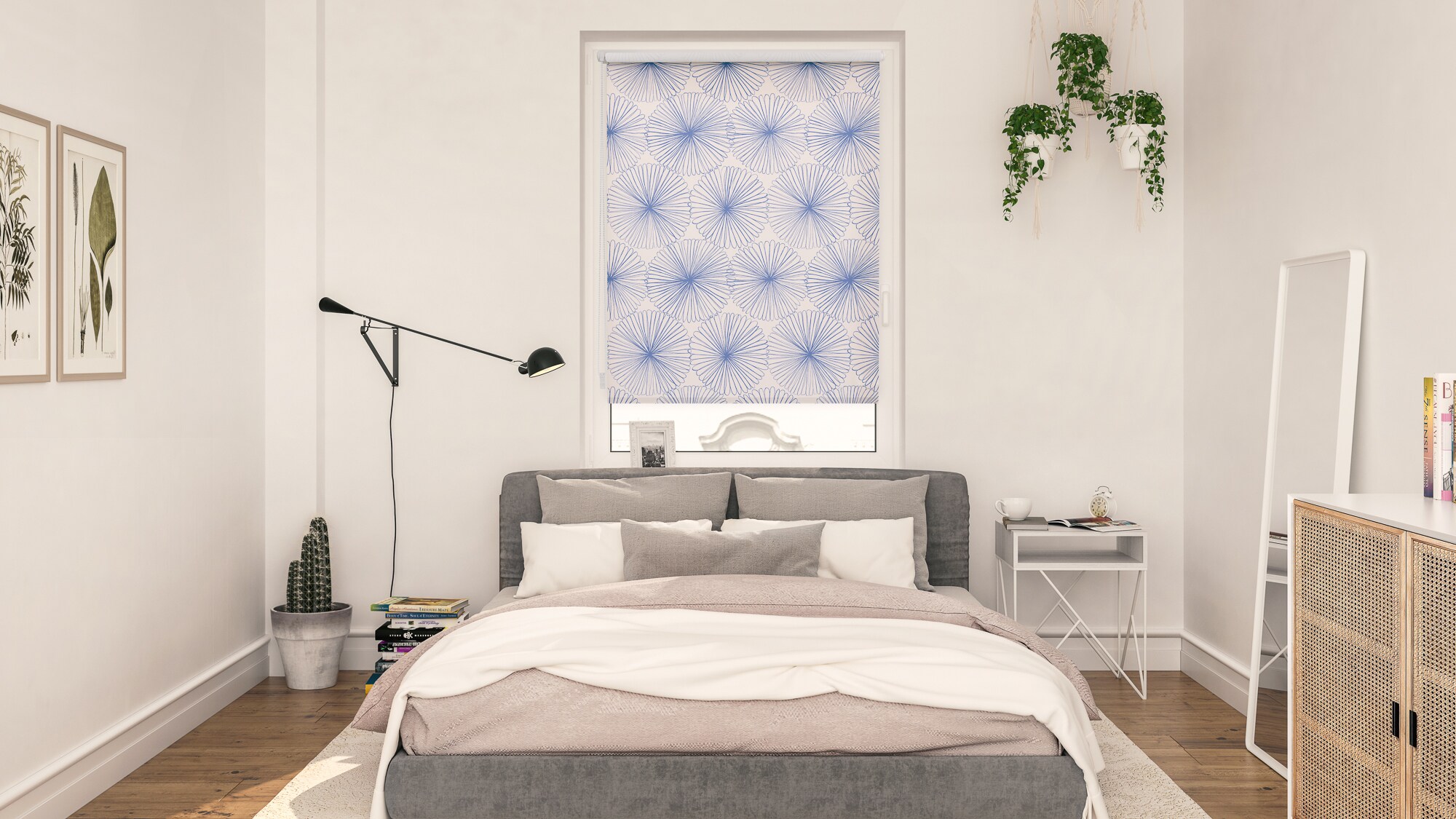 Lichtblick Rollo Klemmfix, ohne Bohren, Verdunkelung, Flower wheel - Blau