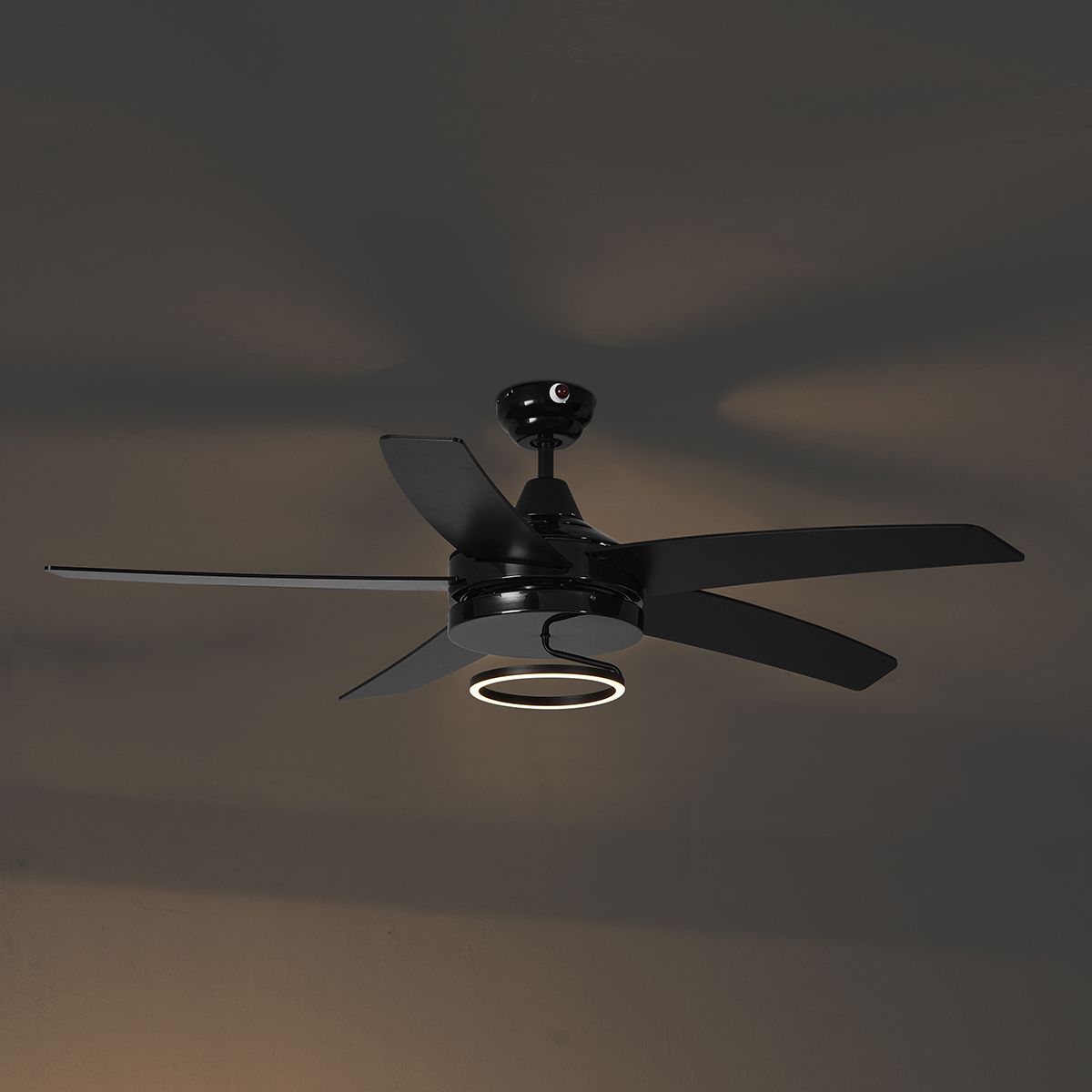 Plafondventilator zwart 132cm incl. LED met afstandbediening - Cool Anello