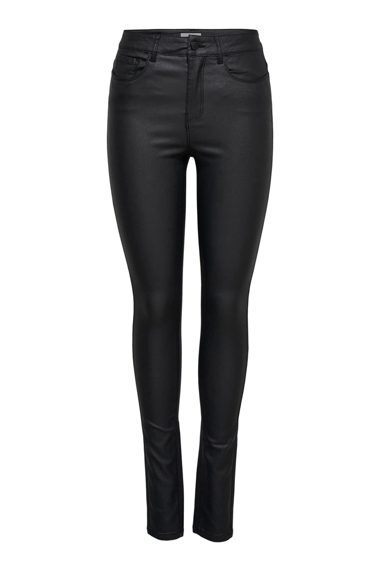 Calças skinny de couro sintético