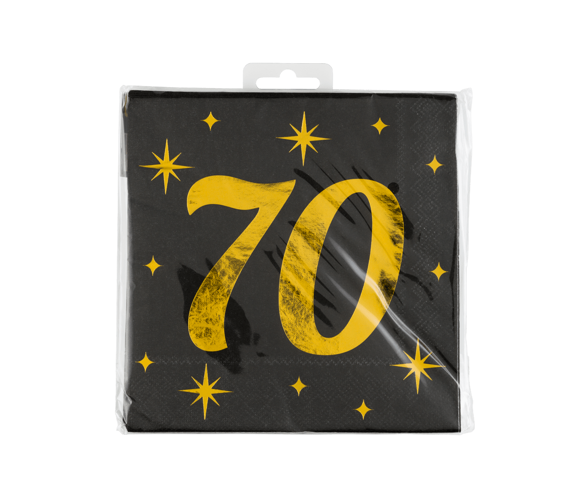 70 Jaar Servetten Zwart Goud 19cm 16st