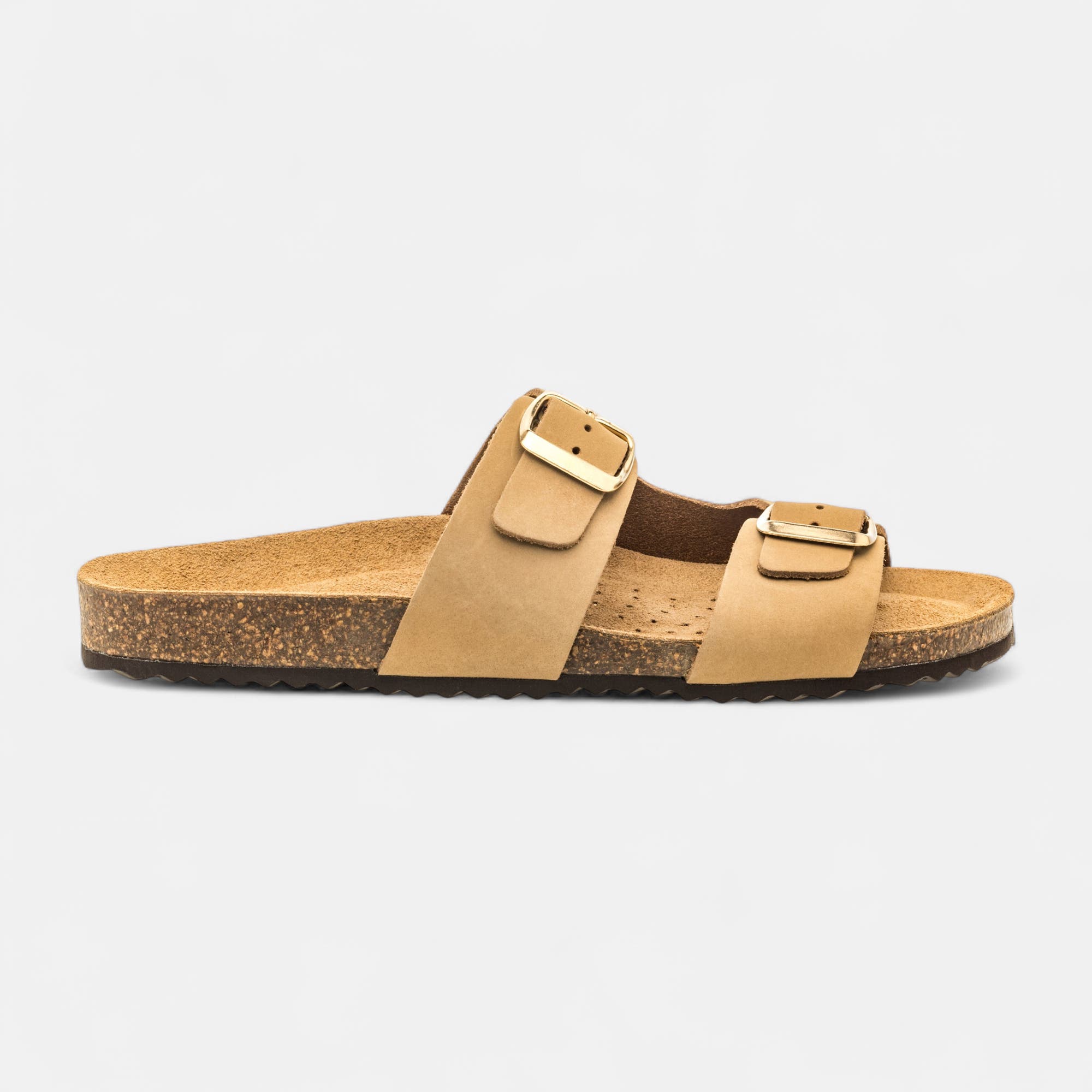 Mules semelle liège Femme en cuir taupe