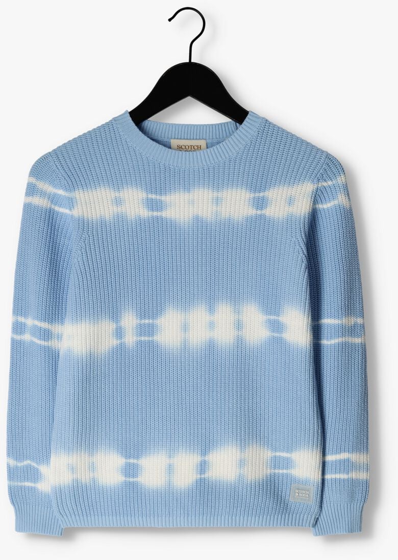 SCOTCH & SODA blauwe scotch & soda trui tie dye washing cotton crewneck