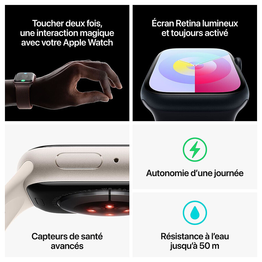 Apple Watch Series 9 GPS + Cellular - Acier Inoxydable Graphite - Bracelet Milanais - 45 mm