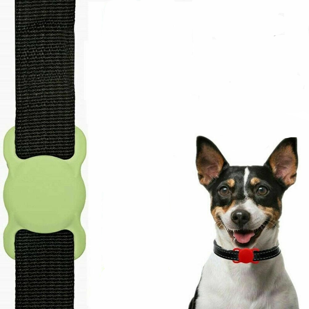 Apple AirTag Leuchtende Fluoreszierende Silikon Case Hülle Halsband Halterung für Haustiere (Hund / Katze) - Blau