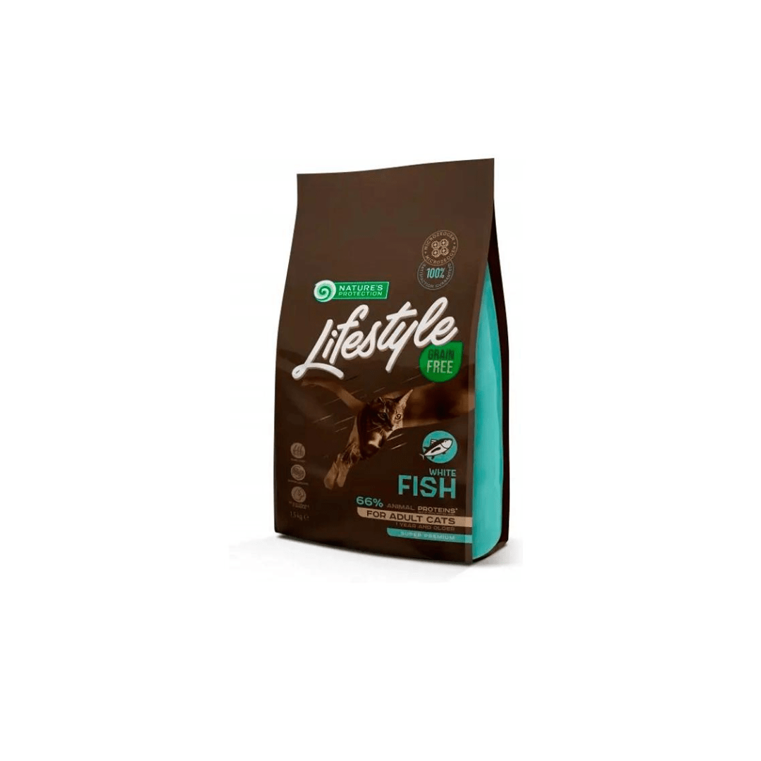 Ração para Gatos Nature's Protection Lifestyle Sabor Peixe Branco 1,5 kg