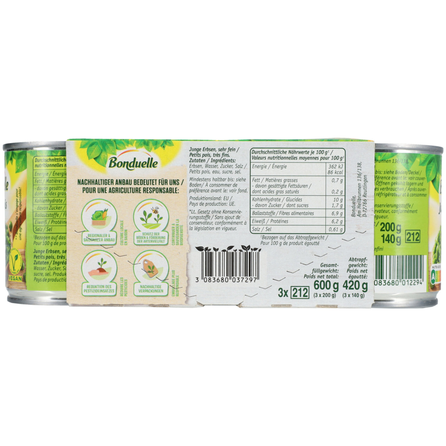 Bonduelle Erbsen sehr fein 3x140g