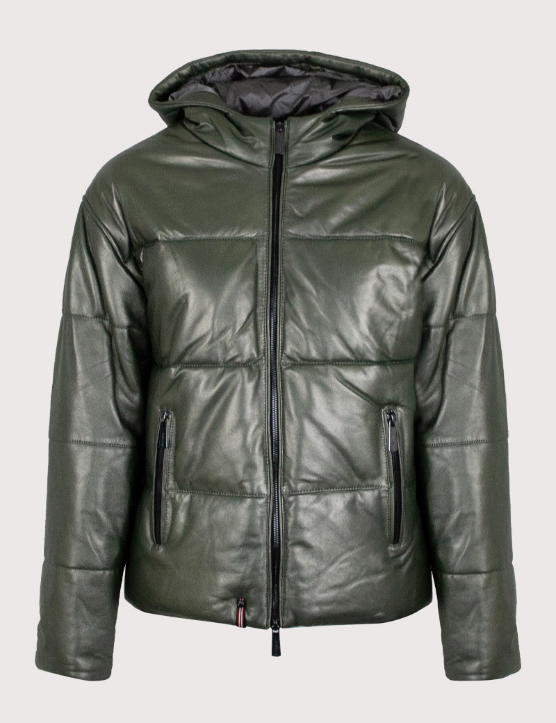 OAKWOOD BLOUSON FEMME CUIR WANDA METAL VERT FONCÉ